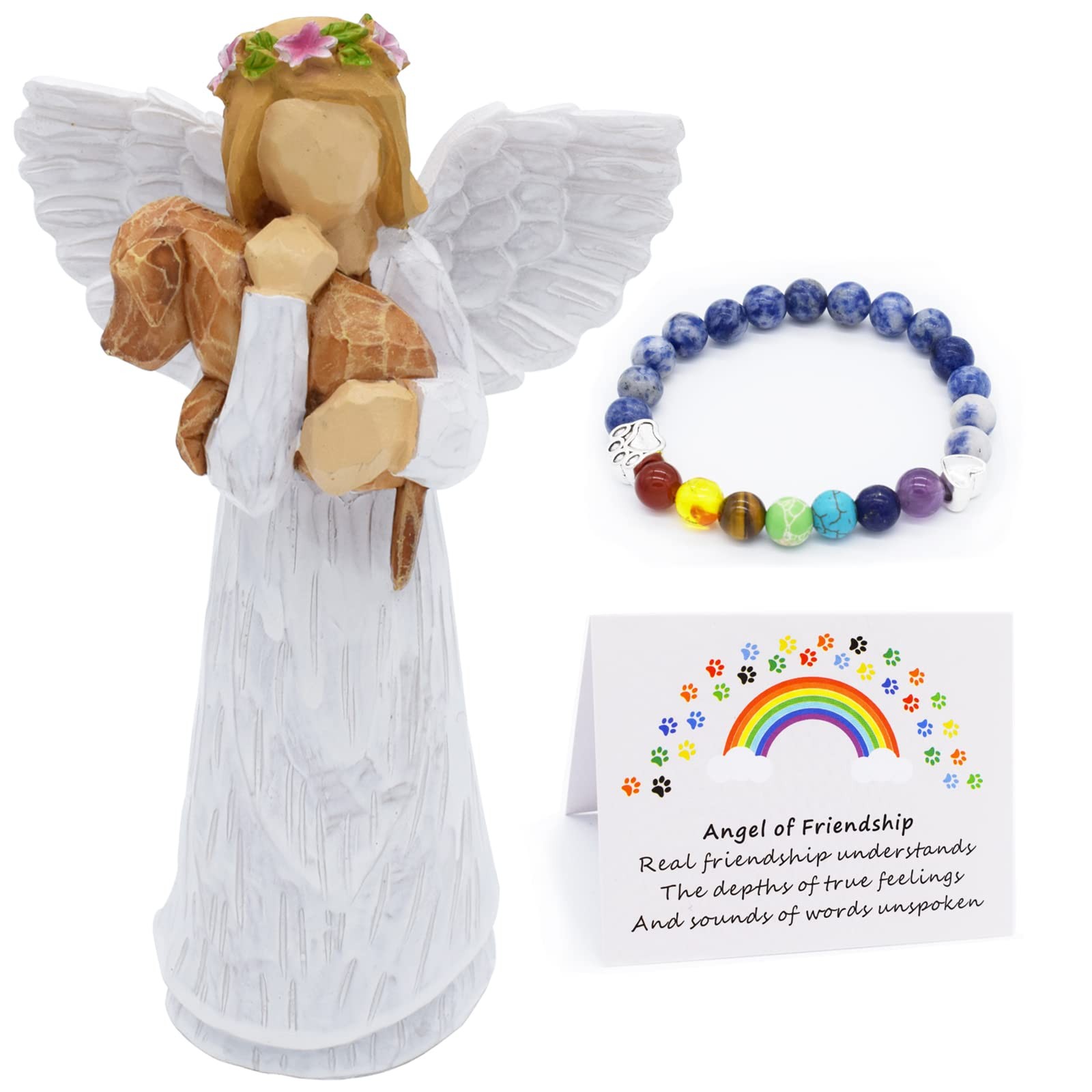 Angel of Friendship Pet Memorial Gift – Dog Remembrance Angel Figurine with 7...