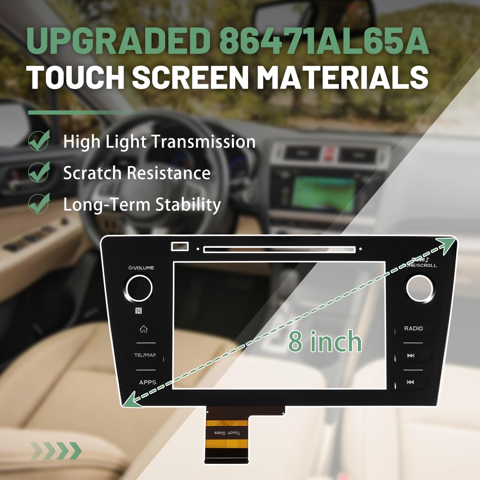 High Version Touch Screen Digitizer, TEL/MAP Button, Fit for 2018-2019 Subaru...