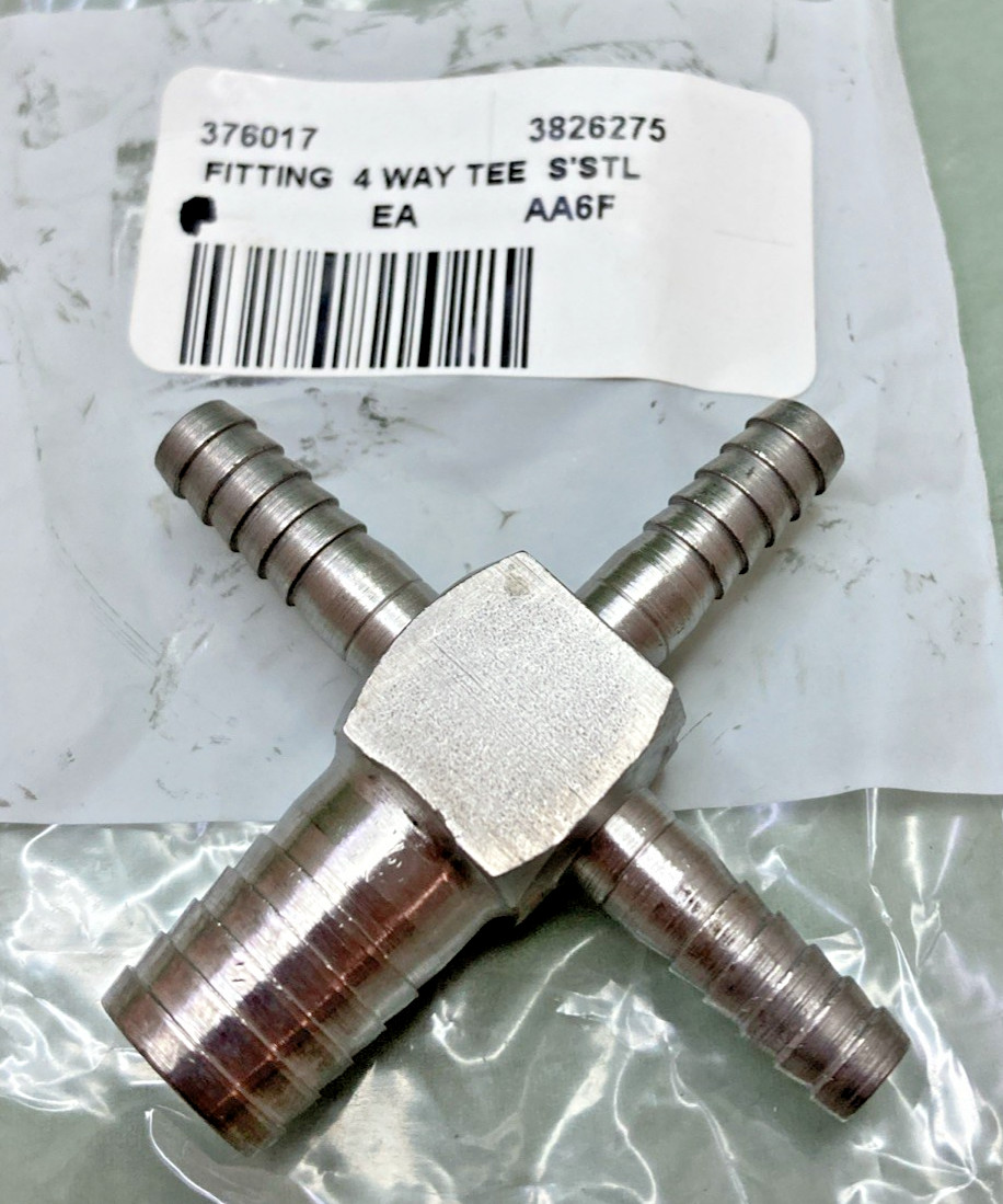 NEW REPLACES STOELTING 376017 4 WAY TEE FITTING