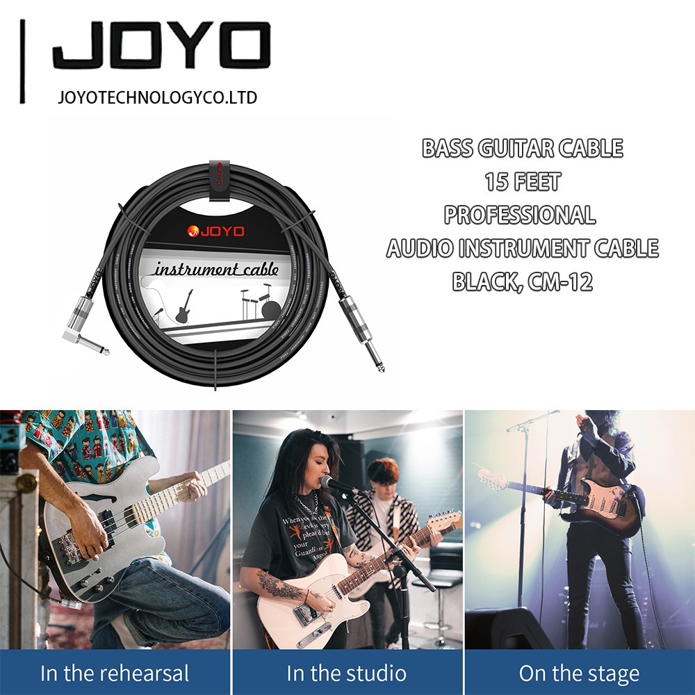 JOYO Bass Guitar Cable Professional Audio Instrument Cable Right-Angle Amp Cord