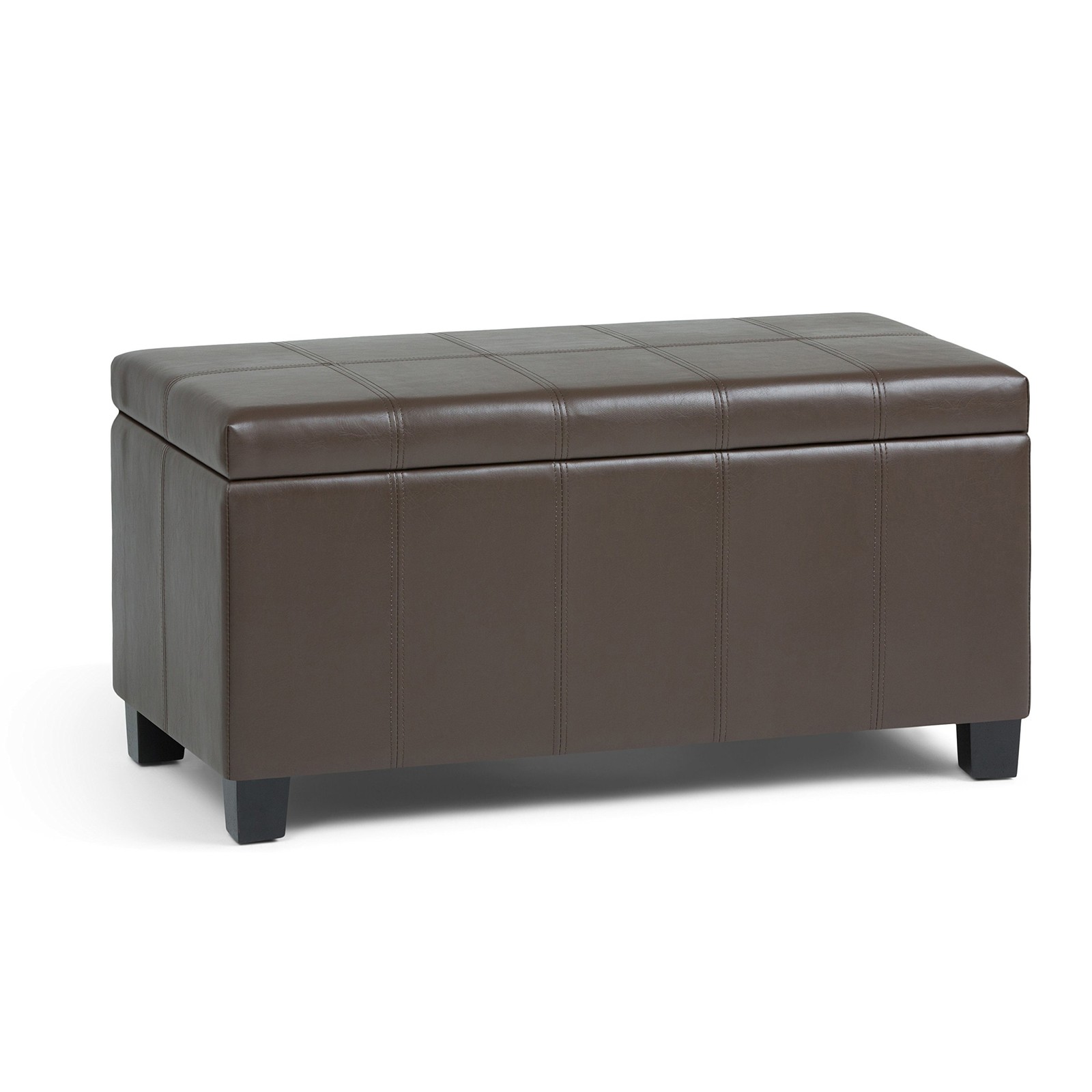 Dover Storage Ottoman Bench - 36 inch Wide Upholstered Vegan Leather Rectangu...
