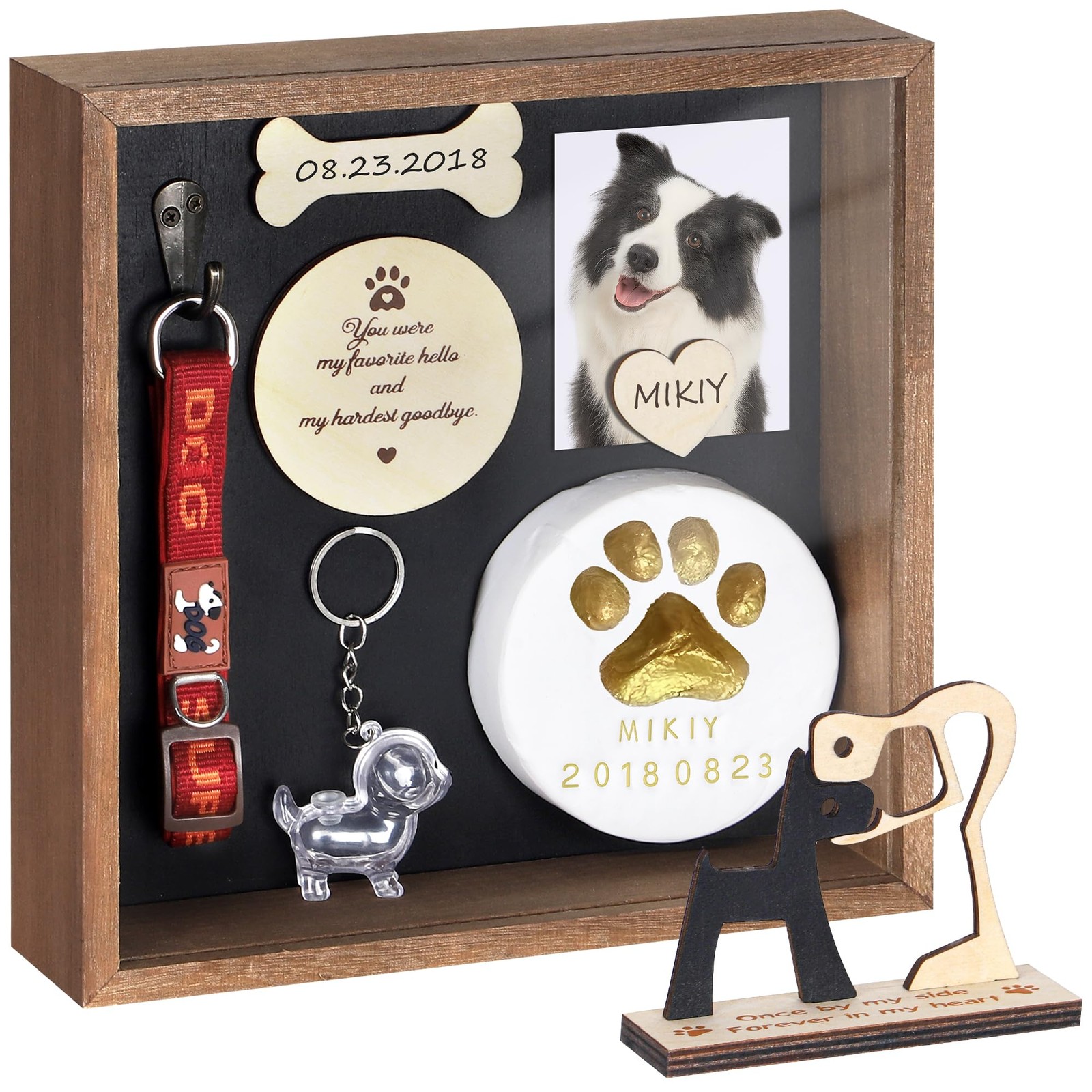 8.6'' Pet Memorial Shadow Box, Pet Remembrance Sympathy Gift with Wood Pictur...