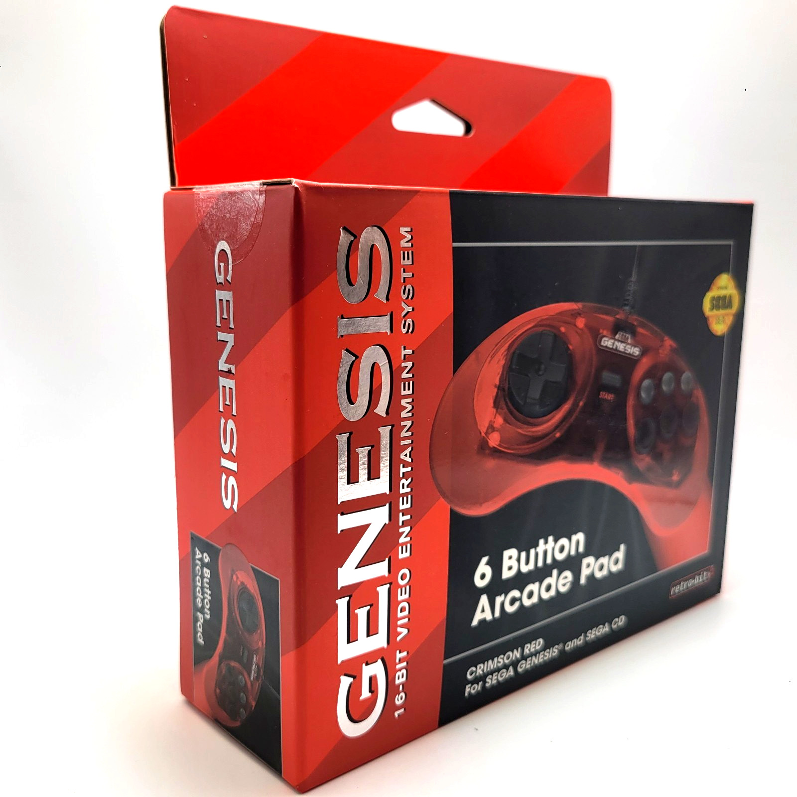Retro-Bit Official Sega Genesis 6-Button Controller Pad for Sega Genesis - Red