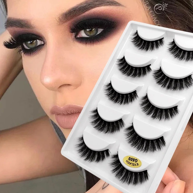 3/5 Pairs 100% Real 3D Mink Makeup Cross False Eyelashes Eye Lashes Handmade