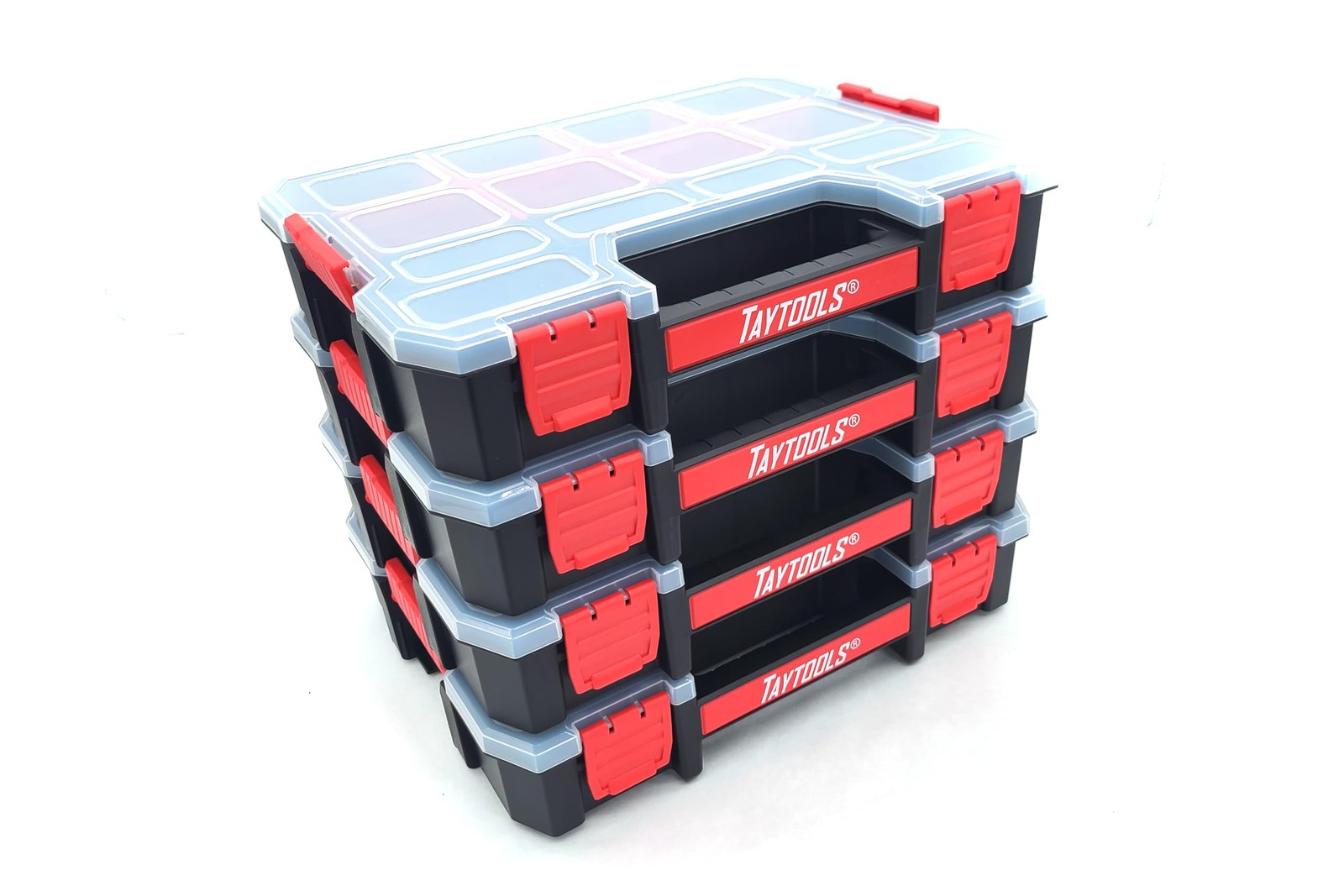 Taytools 14 Compartment Medium Parts Organizer Box - Dual Latch Portable Tool...