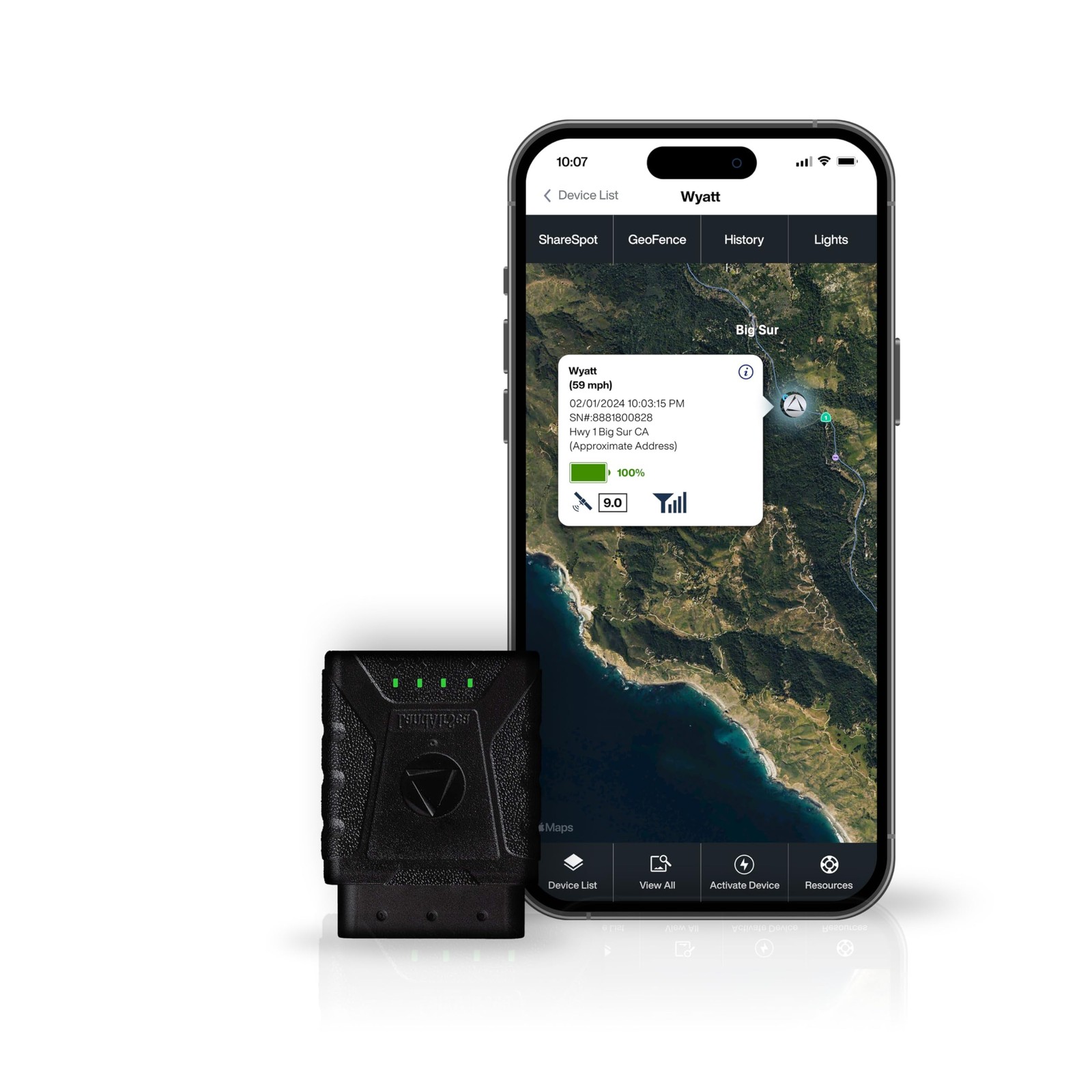 LandAirSea Sync GPS Tracker - 8.95 W: 1.7 in. D: 2.2 H: 1.0 in., Black