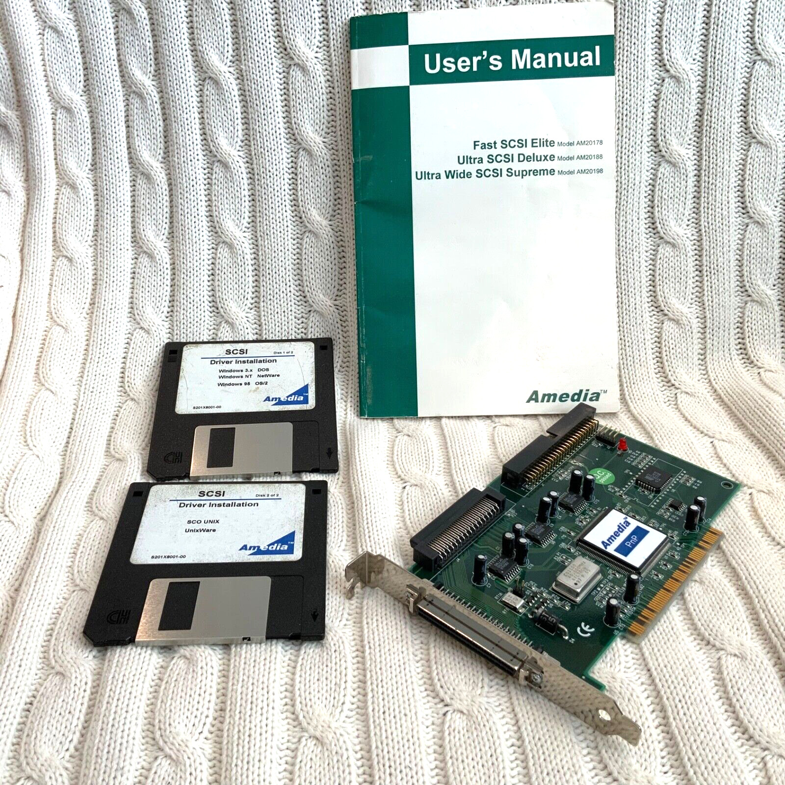 AMEDIA AM20198 PCI Ultra Wide SCSI Supreme With Driver Software And Manual