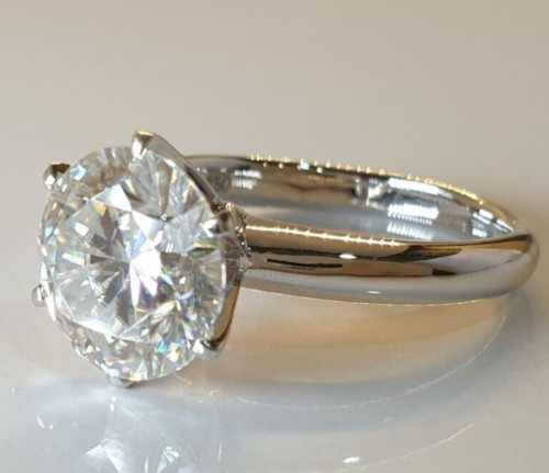7.20 Ct Treated Off White Certified Diamond Solitaire Band Ring In 925 Silver