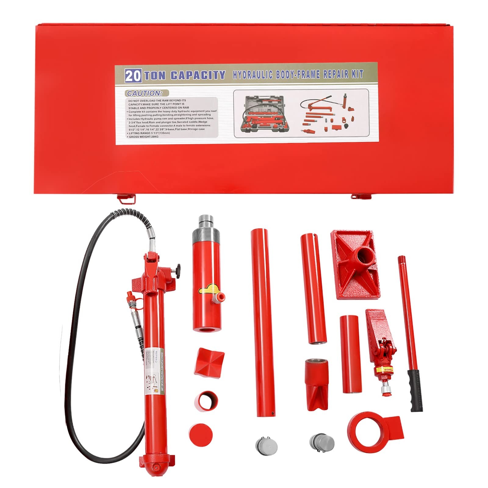 20 Ton Auto Shop Tool Lift Ram Porta Power Hydraulic Jack Body Frame Repair Kit