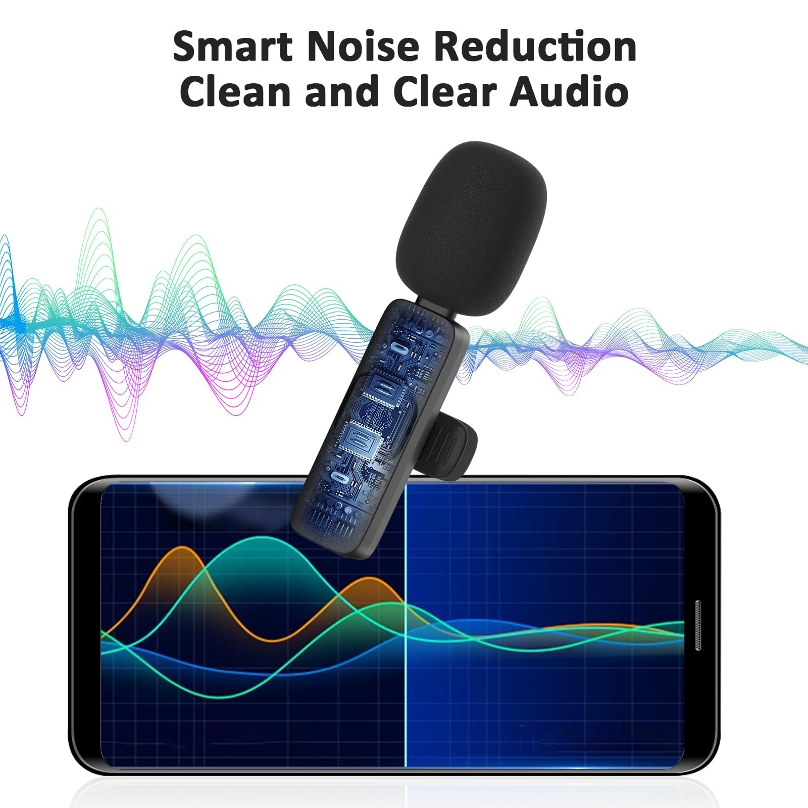 Wireless Lavalier Lapel Microphone for iPhone Android Phone Laptop - Bluetoot...