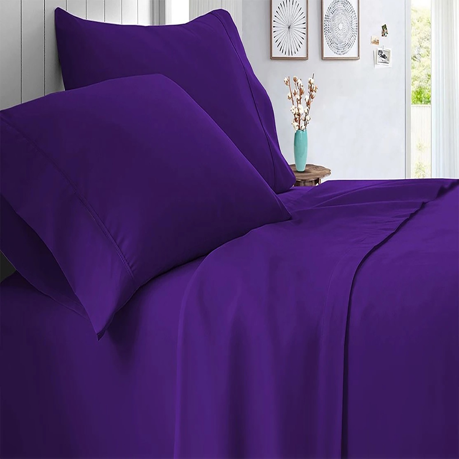 US Choice Bedding Collection 800 Thread Count Egyptian Cotton Purple Solid