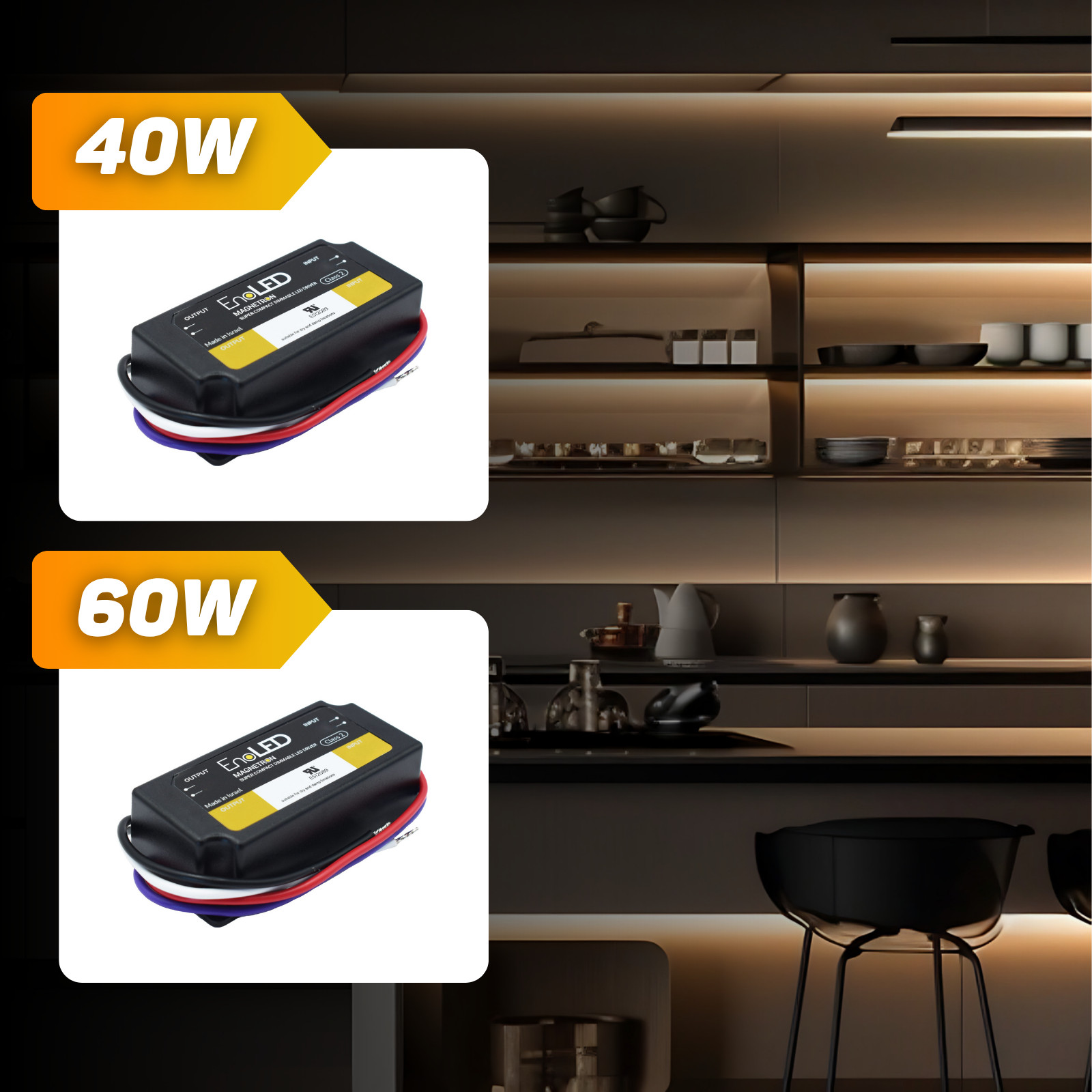 EnoLED Super Compact Dimmable Class 2 LED Driver MRD Series 12V 60W UL Listed