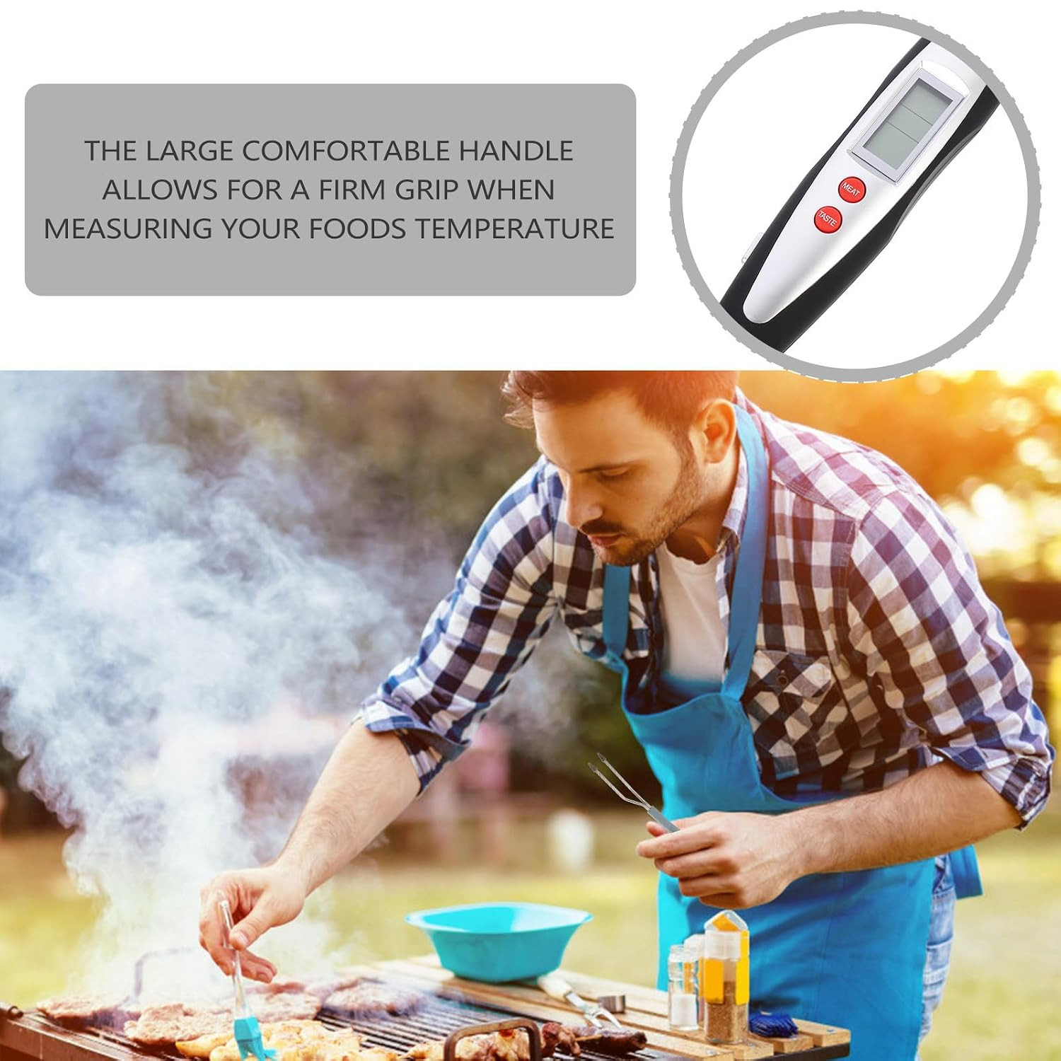 Digital Cooking Fork BBQ Meat Thermometer Instant Read Grill Thermometer for Ste
