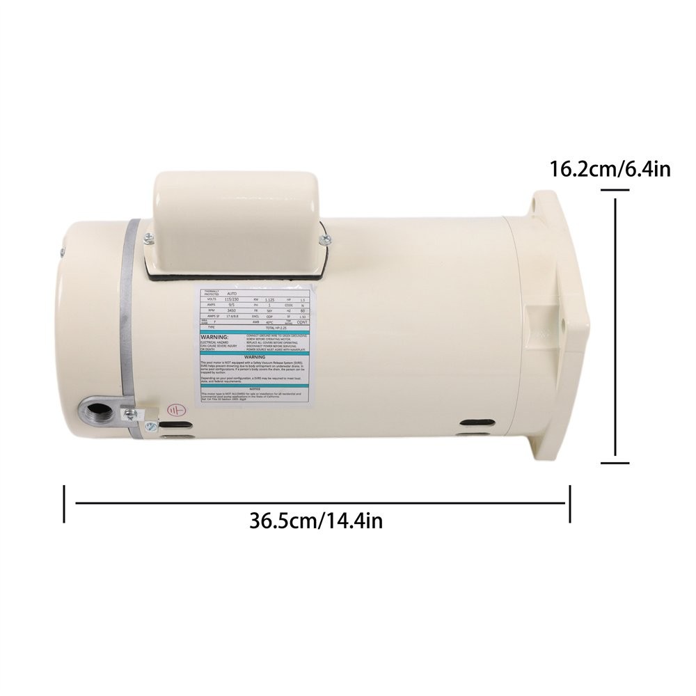 355012S 1.5 HP Single Speed Pool Pump Motor 56Y Square Frame Flange For 011514