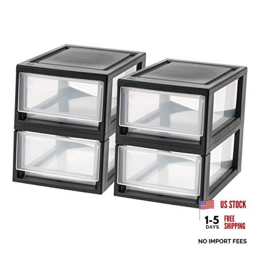 MSD-1 Compact Stacking Drawer, Black, 6 Quart, 4-Pack