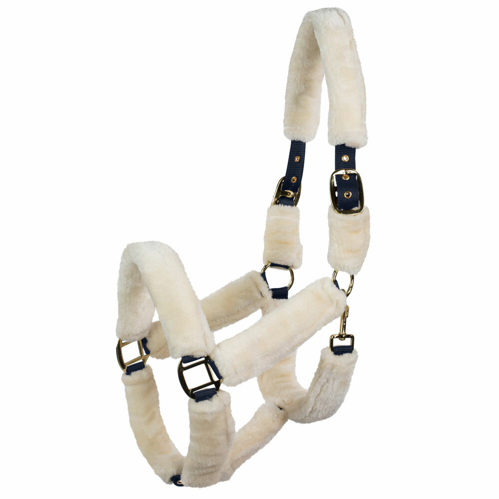 CP2206 Horze Faux Fur Halter - Dark Blue with Natural Faux Fur NEW