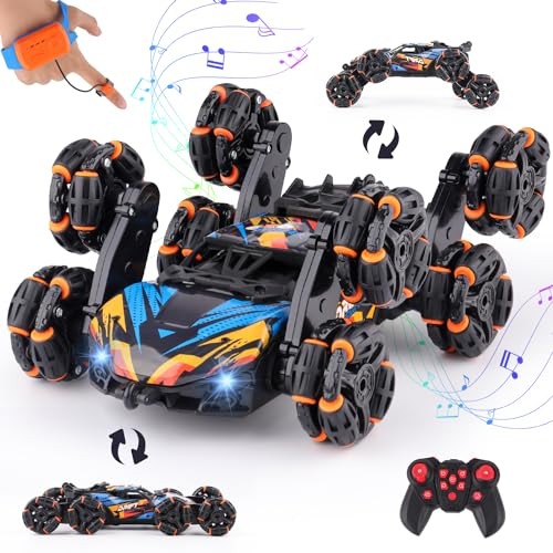 Cool 8 Wheels Hand Controlled rc Stunt Car Toys, Gesture Sensing Blue 8 Wheel