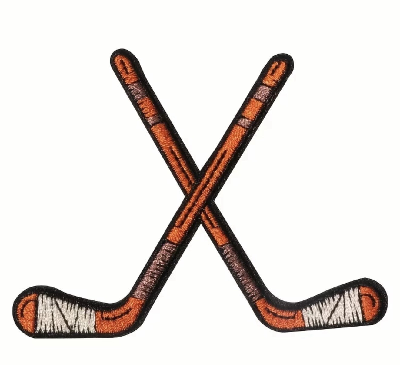 Hockey Sticks Embroidered Iron On Patch!