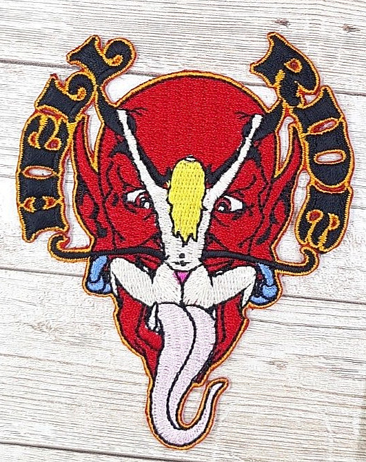 Hell Ride Girl Riding Devil's Tongue Sew-On Embroidered Patch 3 1/4"X 4"