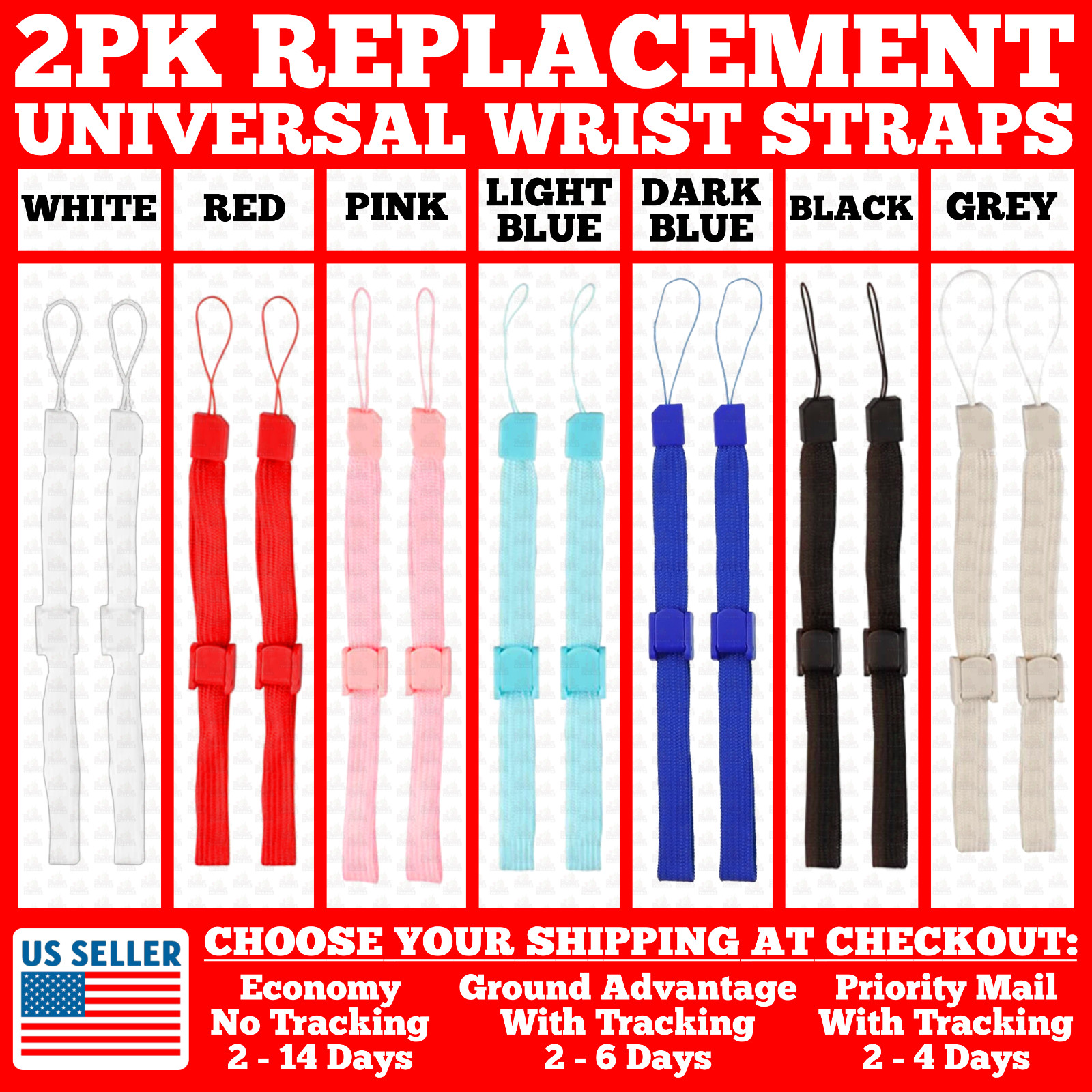 2PC Wrist Strap for Nintendo Wii Universal Remote Replacement Wristlet Wristband