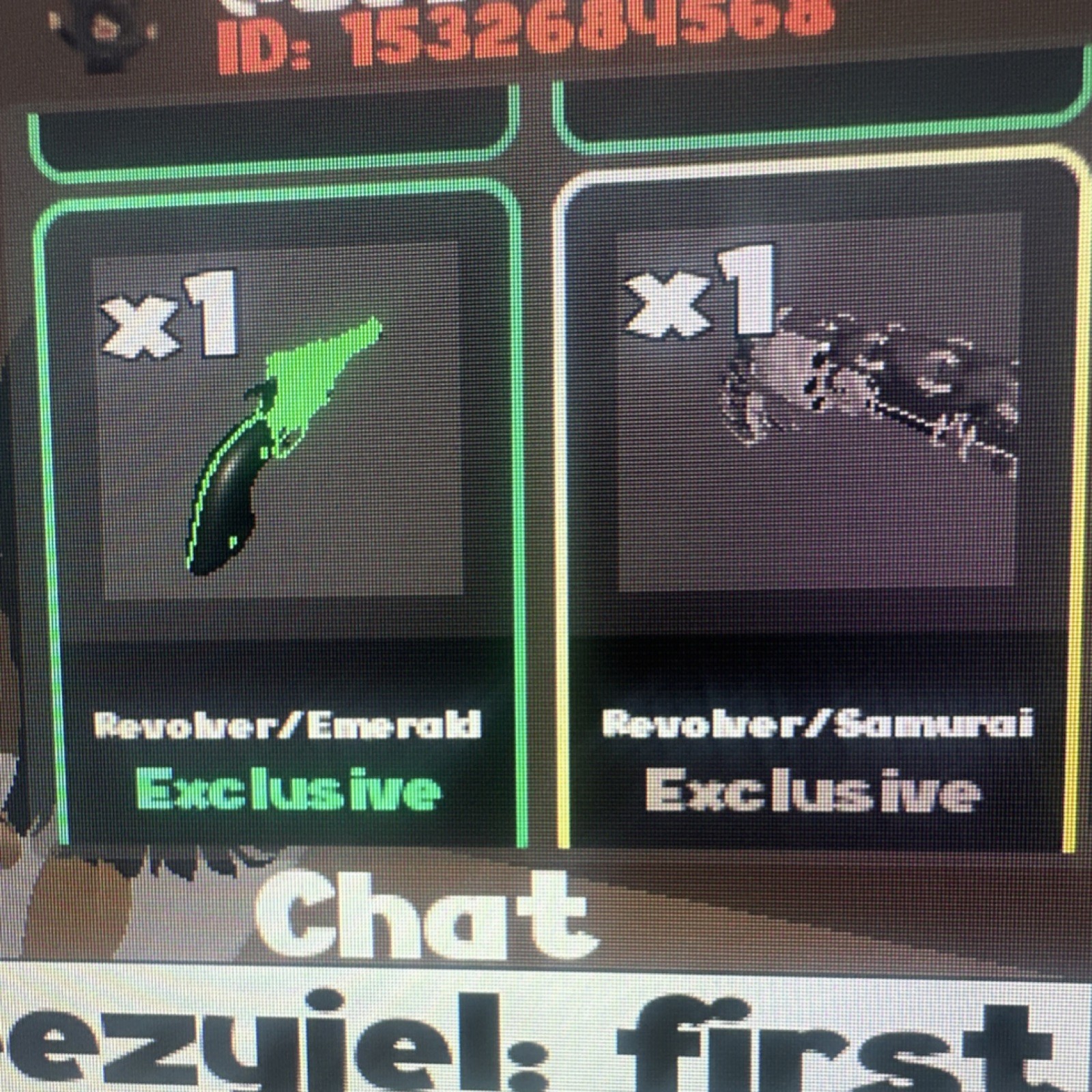 Exclusive Emerald Game Items: Revolver, Samurai, AK47, Double-Barrel SG