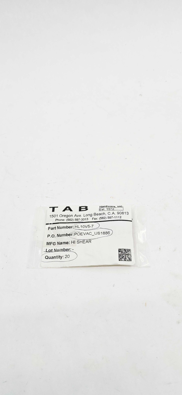 20 PACK - HI SHEAR HL10V5-7 Hi-Lok Collar