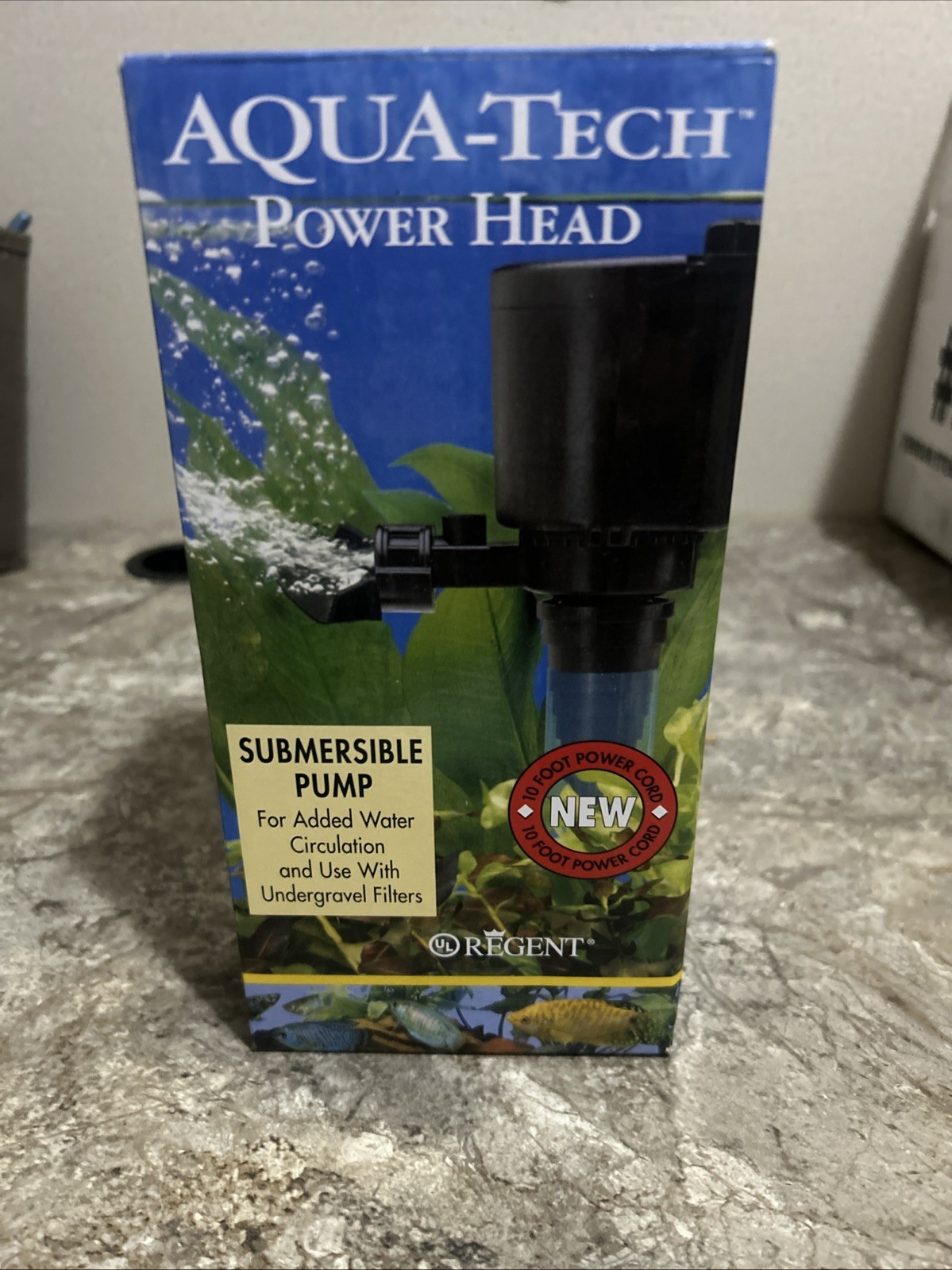 New AquaTech Power Head Submersible Pump Water Circ Use With Undergravel Filters