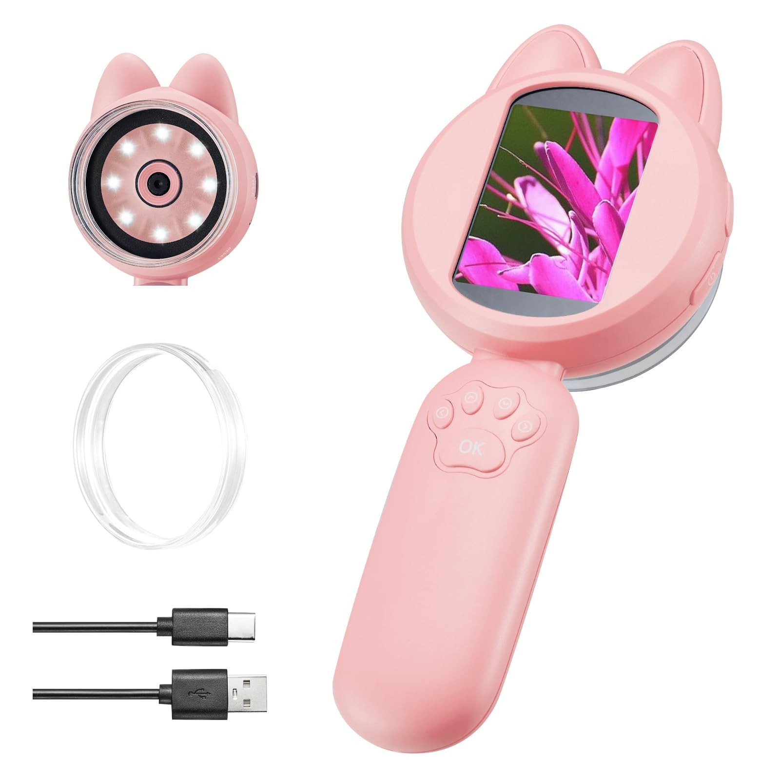 Mini Digital Microscopy, 2-inch IPS Screen 200X Magnifying Glass Handheld...