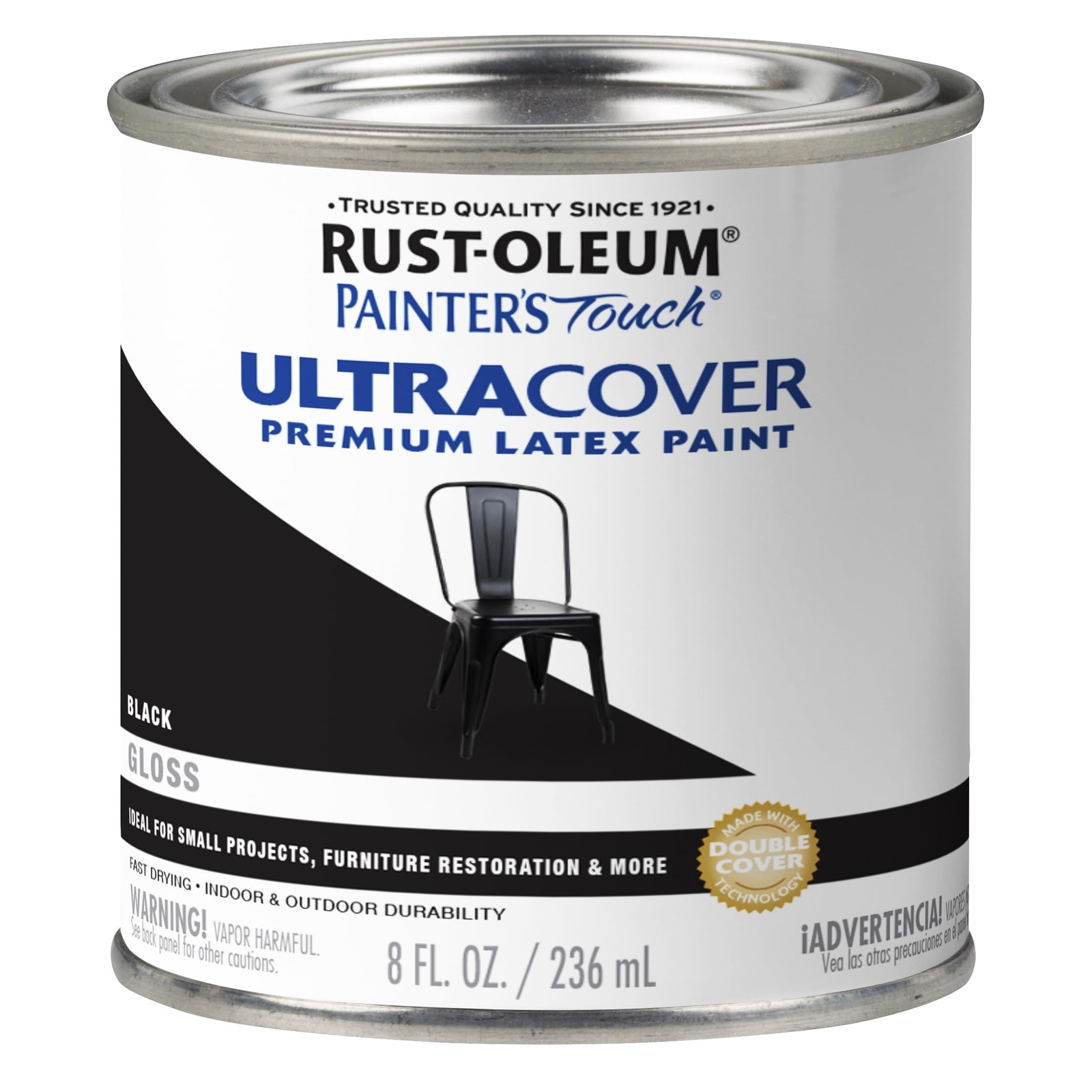 RustOleum 1979730 Painter's Touch Latex Paint, Half Pint, Gloss Black, 8 Fl O...