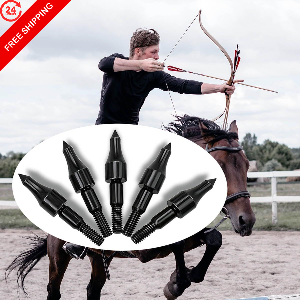 Qoaimu 100 Grain Archery Arrow Field Points Tips, High Precision Black