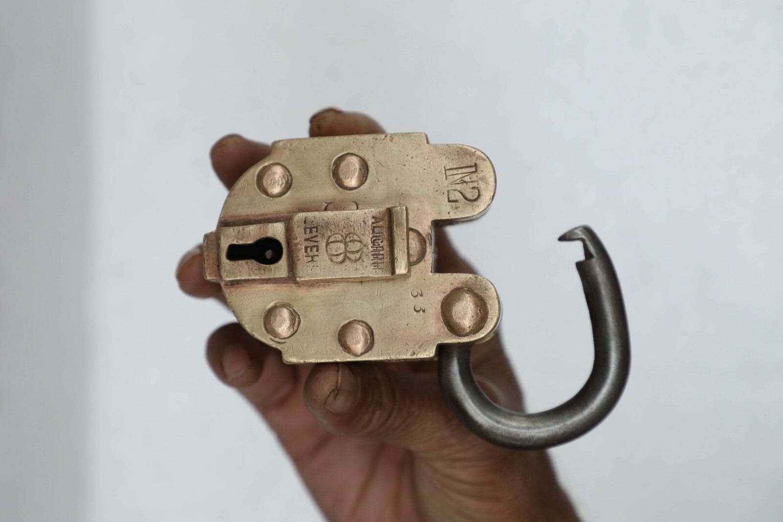 VintageBrass & Copper Handcrafted Push Button Solid Heavy Tricky/Puzzle Padlock
