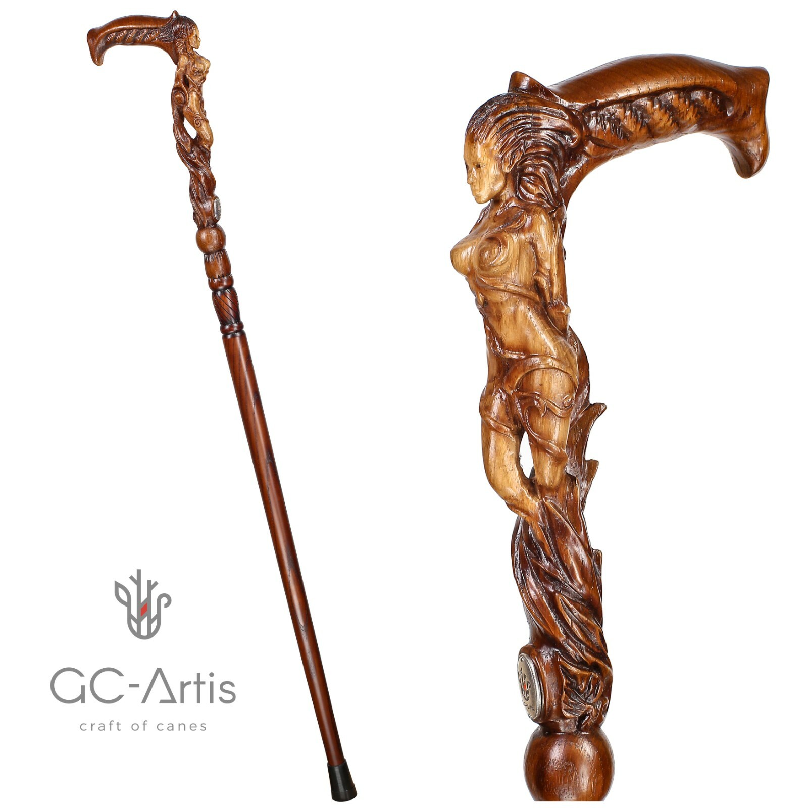 Hand Carved Wooden Cane Fairy Girl Fantasy Mystic Magic Walking Stick