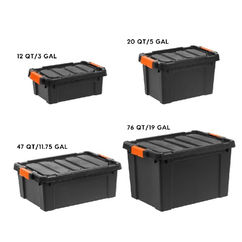 Heavy Duty Plastic Storage Bins W/ Lids Stackable Totes Garage Tool Storage New