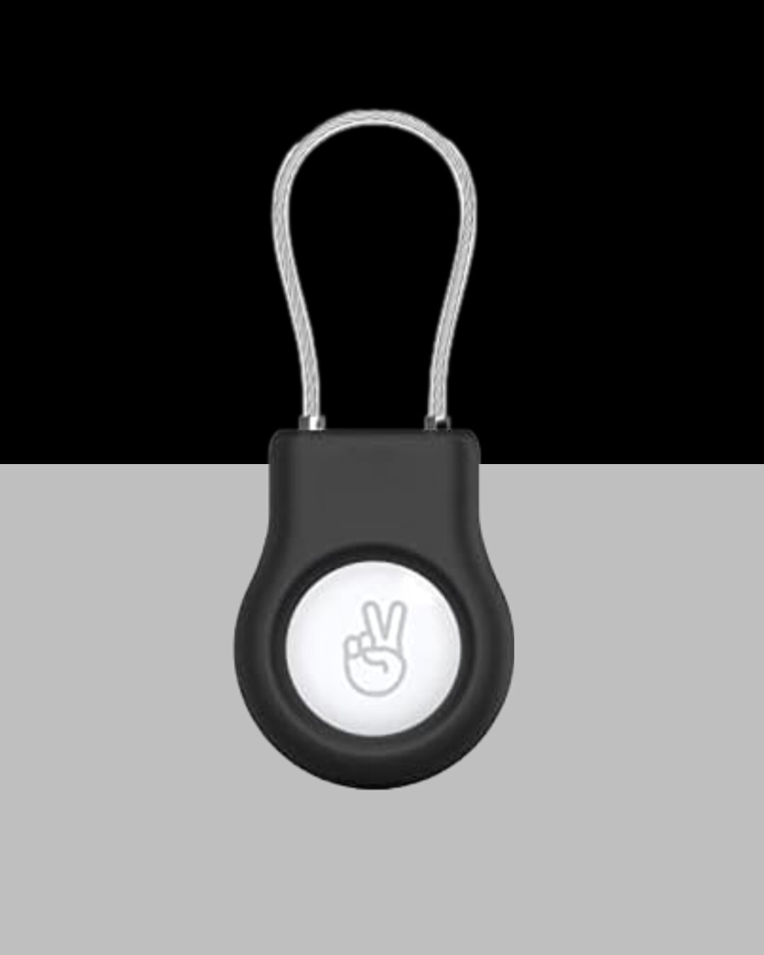 Apple AirTag Secure Holder with Wire Cable Scratch-Resistant Keychain Black