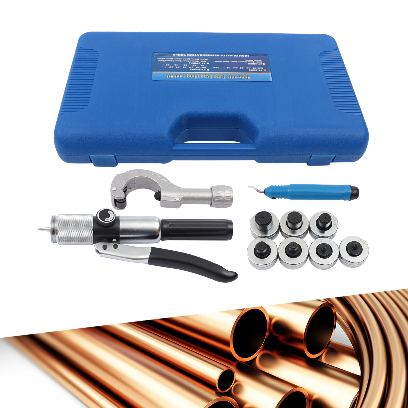 Fit Copper Tubing Expanding HVAC Hydraulic Swaging Tool Kit Copper Tube Expander