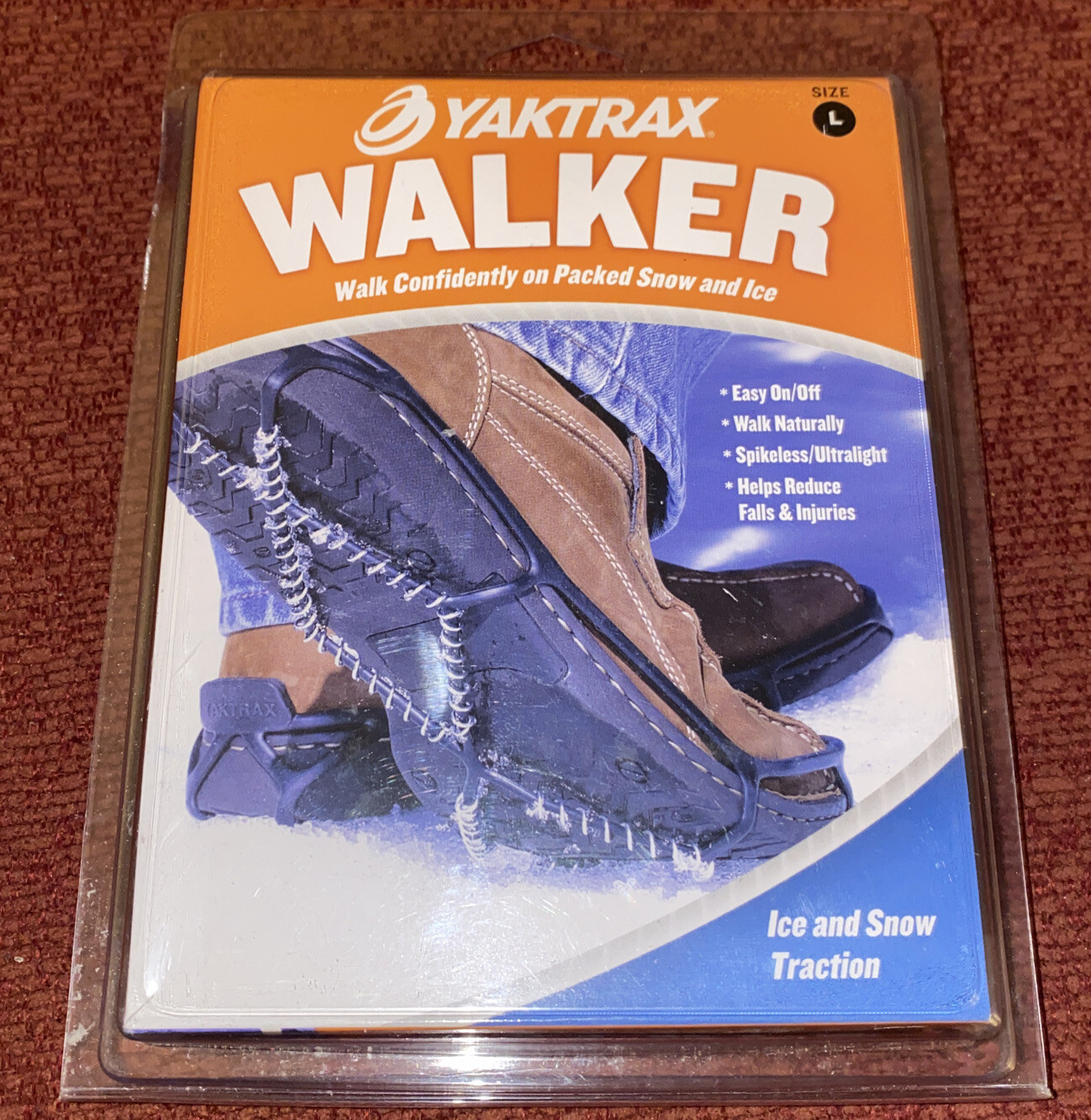 Yaktrax Walker Slip-On Traction Cleats for Snow and Ice Black Size LARGE NEW