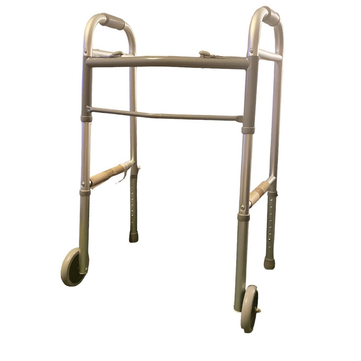 NWT Medline GUARDIAN Easy Care Adult Walker 2 Button Folding 5" Wheels G30757W