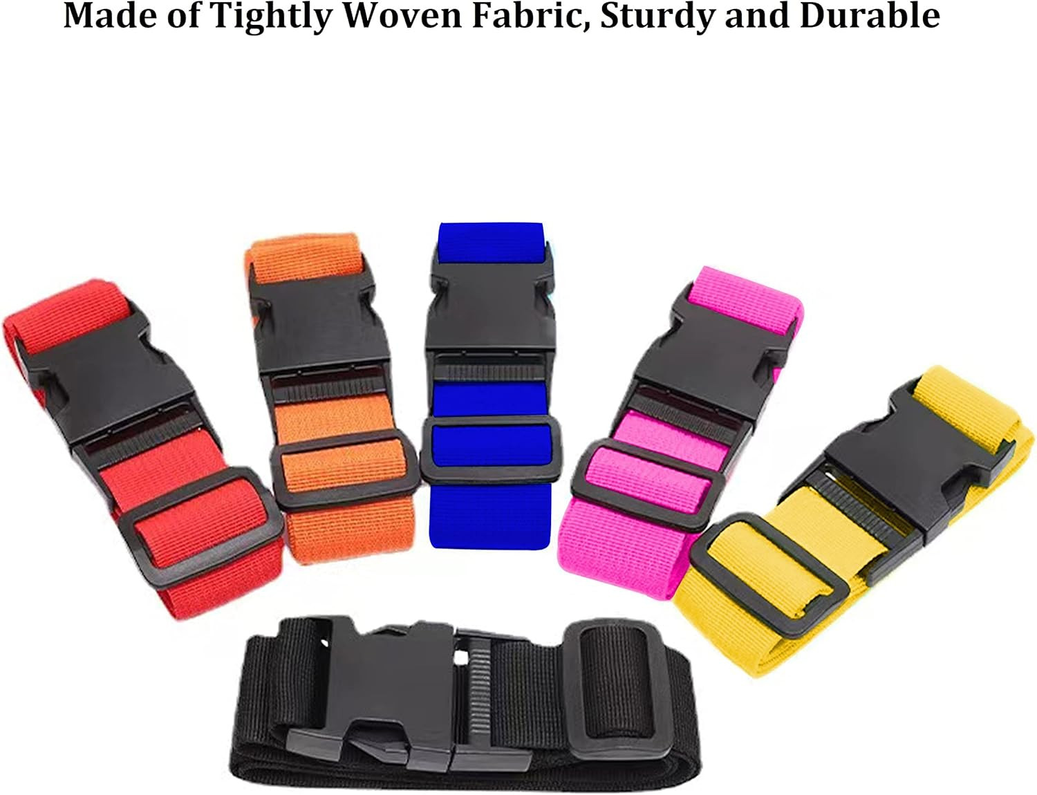 2 Pack Suitcase Straps, Bright Color Adjustable , TSA Approved (Red)