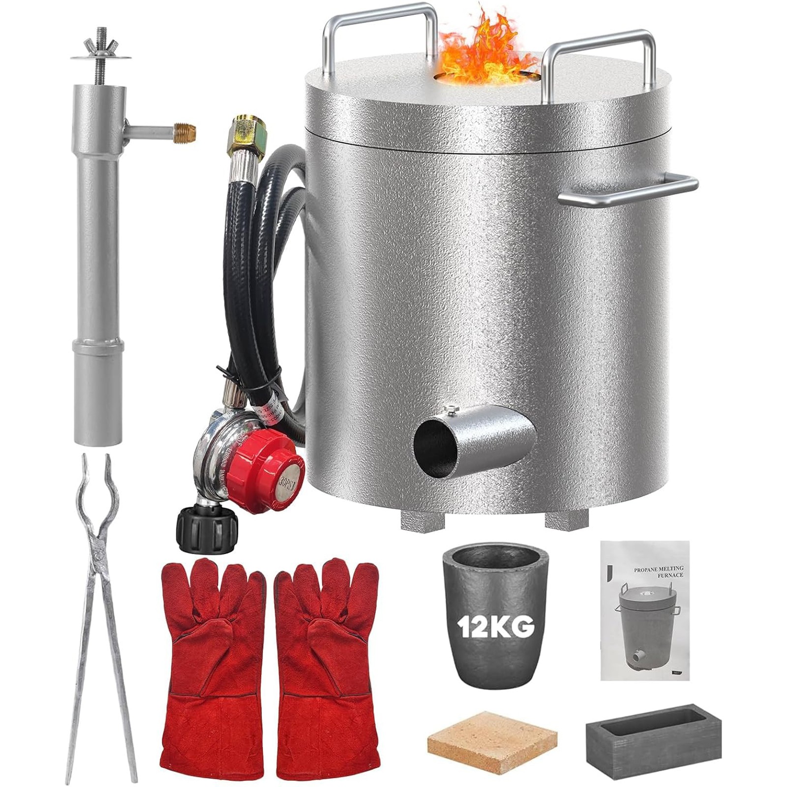 12 KG Propane Melting Furnace Kit Foundry Home Kilns 2700°F Casting Smelter