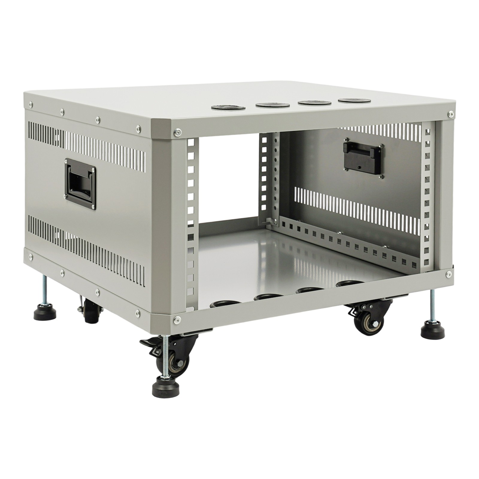 6U Stereo&Studio Rack w/ 4 Wheels, Rolling Network Cabinet Open Frame Rack