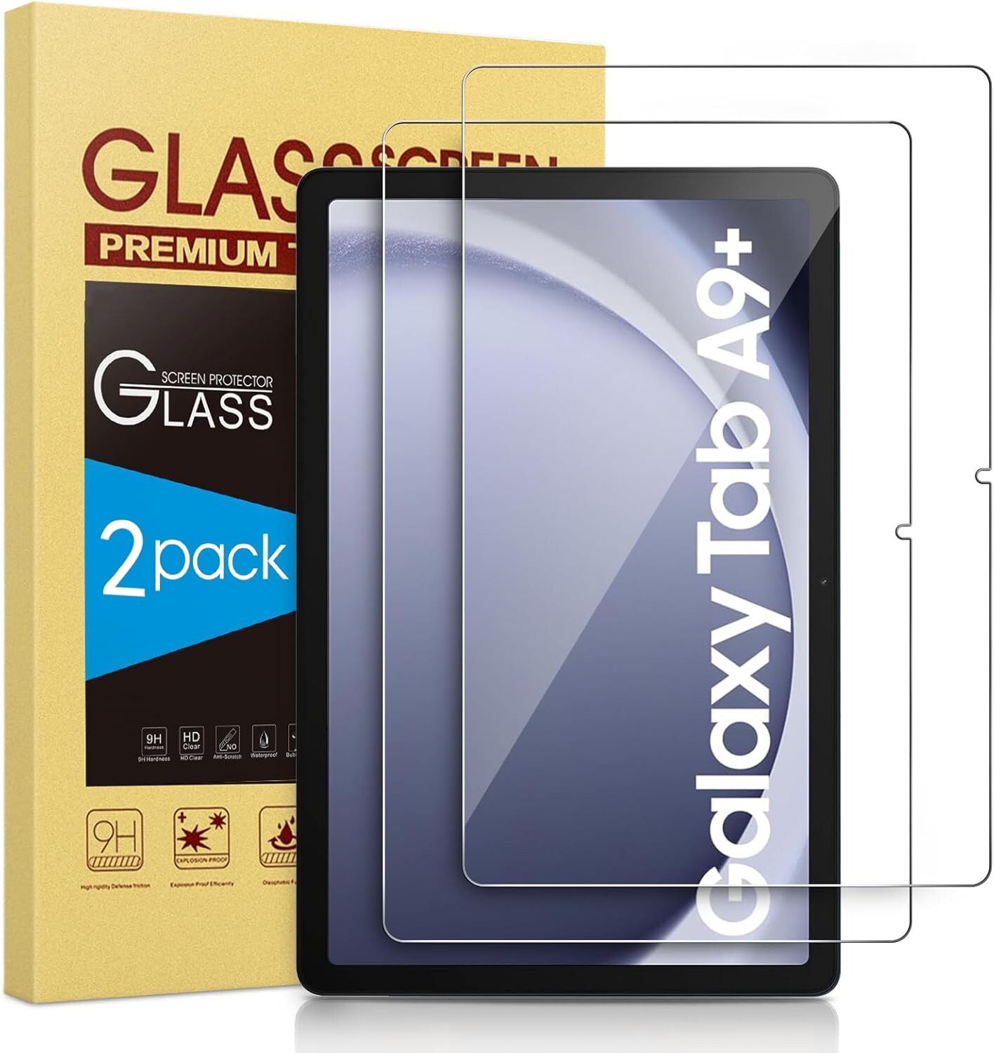 2-Pack HD Clear Tempered Glass Screen Protector For Galaxy Tab A9 Plus 11 inch