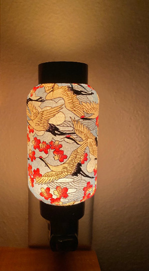 Oriental Japanese Blue crane Washi wall plug-in Night Light Gift home decor’!!