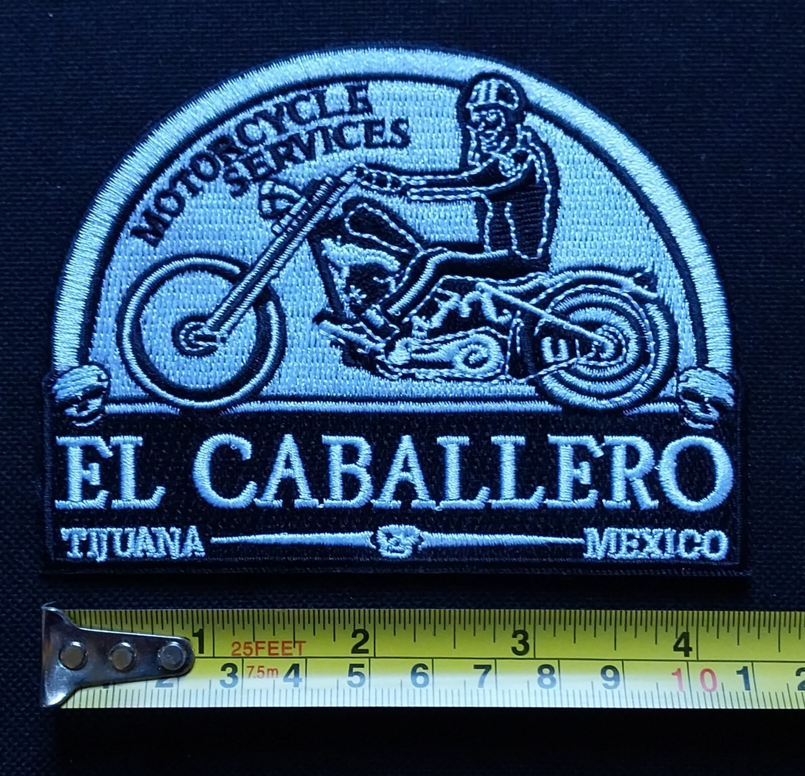 EL CABALLERO TIJUANA MEXICO MOTORCYCLE SERVICES SKELETON BIKER PATCH