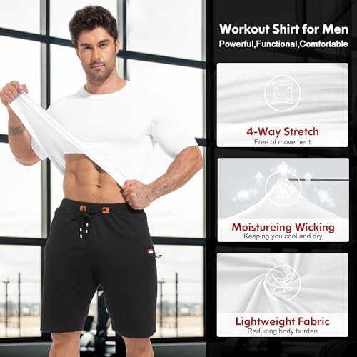4 Pack Compression Shirts Small 2 Black & 2 White Long Sleeve*2+Short Sleeve*2