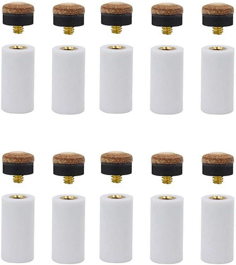 10 Pieces 13 mm Billiard Cue Tips Pool Stick Tips Replacement Kit with Pool C...