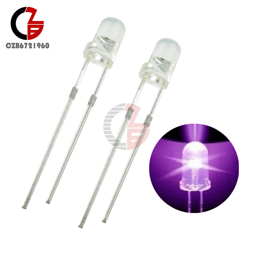 20PCS F5 5mm Round Ultra Violet LED 390-395nm Purple Lamp