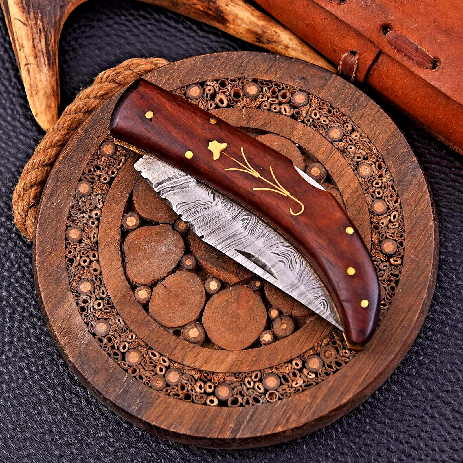Everyday Carry Custom Made Hand Forged Damascus Steel Folding Pocket Knife 2721