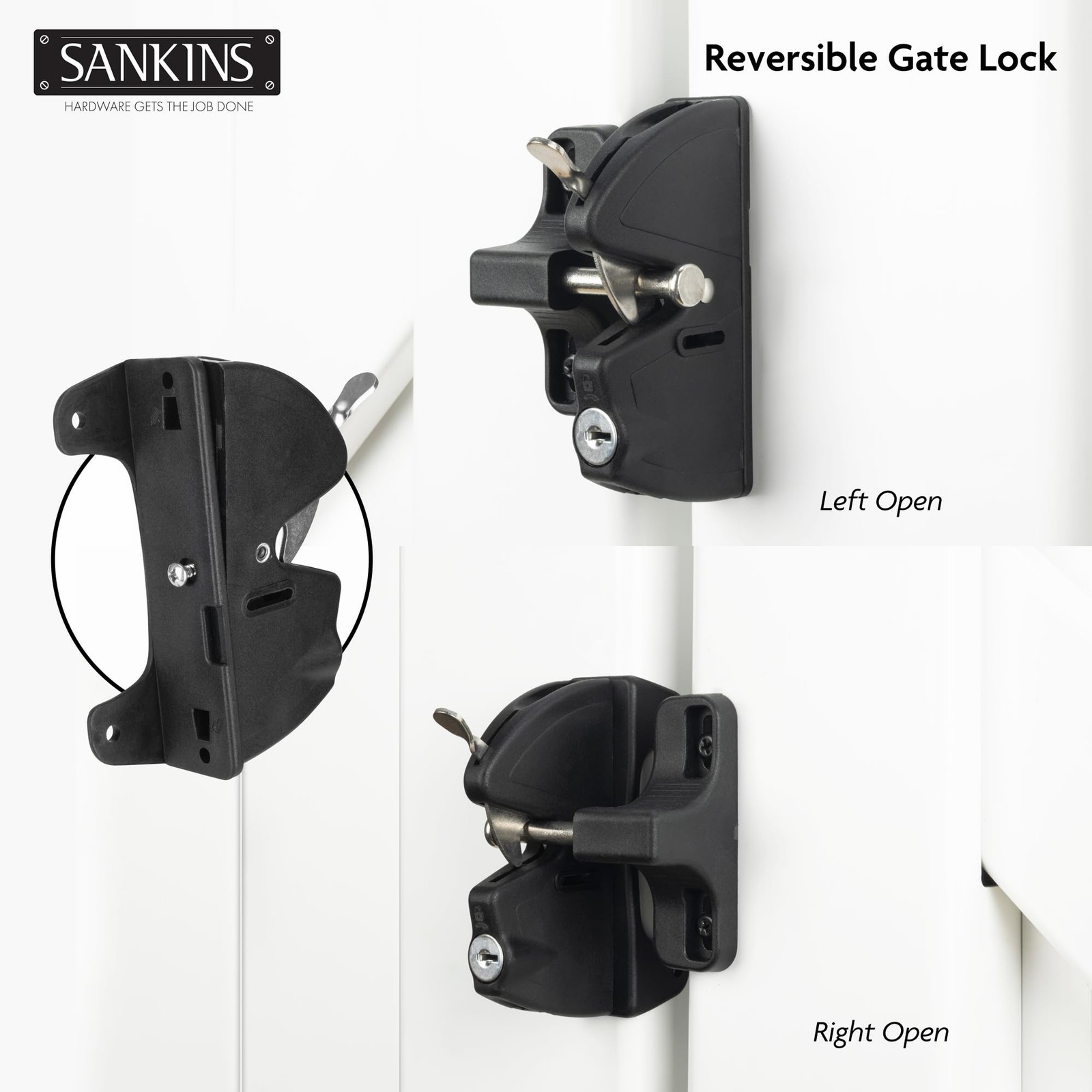 Key Lockable Double Sided Gate Latch, Fence Gate Locks for Outdoor Gates, Sel...