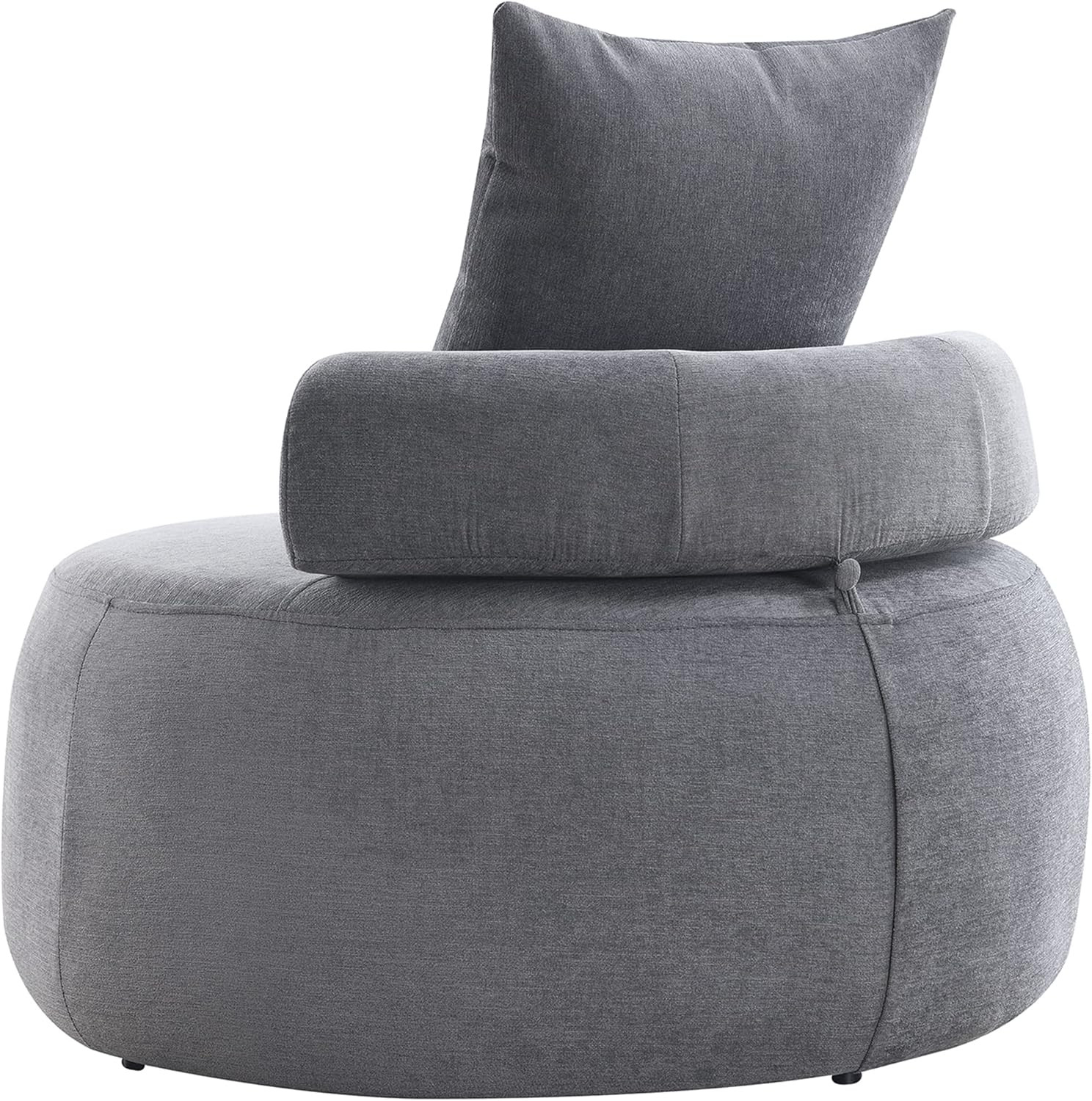 Light Gray 32" Modern Round Leisure Chair with Soft Chenille Pillow for Home