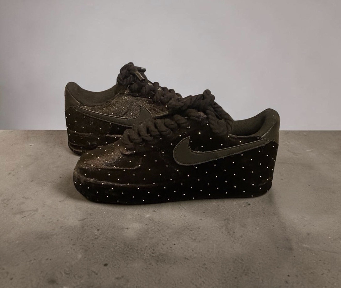 Custom Air Force 1 Custom team Velvet Rhinestone Rope Laces